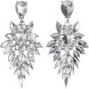 image:imageBriLove Womens Wedding Bridal Crystal Art Deco Marquise Teardrop Dangle Earrings for Brides01Clear SilverTone
