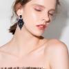 image:imageBriLove Womens Wedding Bridal Crystal Art Deco Marquise Teardrop Dangle Earrings for Brides02Sapphire Color BlackTone
