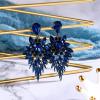 image:imageBriLove Womens Wedding Bridal Crystal Art Deco Marquise Teardrop Dangle Earrings for Brides02Sapphire Color BlackTone