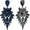 image:imageBriLove Womens Wedding Bridal Crystal Art Deco Marquise Teardrop Dangle Earrings for Brides02Sapphire Color BlackTone