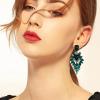 image:imageBriLove Womens Wedding Bridal Crystal Art Deco Marquise Teardrop Dangle Earrings for Brides05Emerald Color Silvertone