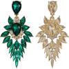 image:imageBriLove Womens Wedding Bridal Crystal Art Deco Marquise Teardrop Dangle Earrings for Brides07Emerald Color GoldTone