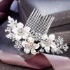 image:imageBriLove Womens Wedding Bridal Crystal Enamel Hibiscus Flower Hair Comb Clear SilverTone