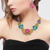 image:imageBriLove Womens Wedding Jewelery Set Leaf Flower Shiny Gorgeous Crystal Teardrop Simulated Pearl Cluster Statement Necklace Dangle Earrings for Bridal Party Prom AccessoriesMulticolor GoldTone