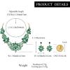image:imageBriLove Womens Wedding Jewelery Set Leaf Flower Shiny Gorgeous Crystal Teardrop Simulated Pearl Cluster Statement Necklace Dangle Earrings for Bridal Party Prom AccessoriesEmerald Color GoldTone