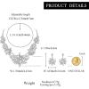 image:imageBriLove Womens Wedding Jewelery Set Leaf Flower Shiny Gorgeous Crystal Teardrop Simulated Pearl Cluster Statement Necklace Dangle Earrings for Bridal Party Prom AccessoriesClear SilverTone