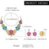 image:imageBriLove Womens Wedding Jewelery Set Leaf Flower Shiny Gorgeous Crystal Teardrop Simulated Pearl Cluster Statement Necklace Dangle Earrings for Bridal Party Prom AccessoriesMulticolor GoldTone