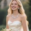 image:imageBriLove Womens Wedding Jewelery Set Leaf Flower Shiny Gorgeous Crystal Teardrop Simulated Pearl Cluster Statement Necklace Dangle Earrings for Bridal Party Prom AccessoriesClear SilverTone