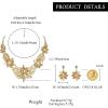 image:imageBriLove Womens Wedding Jewelery Set Leaf Flower Shiny Gorgeous Crystal Teardrop Simulated Pearl Cluster Statement Necklace Dangle Earrings for Bridal Party Prom AccessoriesChampagne GoldTone