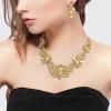 image:imageBriLove Womens Wedding Jewelery Set Leaf Flower Shiny Gorgeous Crystal Teardrop Simulated Pearl Cluster Statement Necklace Dangle Earrings for Bridal Party Prom AccessoriesChampagne GoldTone