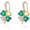 image:imageBriLove Clover Earrings for Women Gorgeous Shiny Rhinestones Green Heart Leaf Shape Hook St Patricks Day Party Prom AccessoriesEmerald Color GoldTone