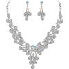 image:imageBriLove Costume Fashion Jewelery Set for Women Multi Teardrop Cluster YShaped Necklace Dangle EarringsClear AB SilverTone