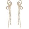 image:imageBriLove Fashion Long Sparkling Tassel Dangle Drop Earring Butterfly Knot Chandelier Dangling Earrings for Women Wedding Party Prom Iridescent AB GoldTone