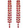 image:imageBriLove Fashion Stunning 2 Layer Tassel Rhinestone Marquise Earrings Dangling for Women Wedding Party PromRuby Color GoldTone