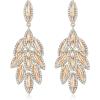 image:imageBriLove Gorgeous Bling Rhinestone 3 Layered Marqusie Cluster Dangle Drop Earrings for Women Bride Bridesmaid Wedding Party Prom02Champagne GoldTone