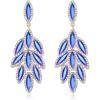image:imageBriLove Gorgeous Bling Rhinestone 3 Layered Marqusie Cluster Dangle Drop Earrings for Women Bride Bridesmaid Wedding Party Prom05Royal Blue GoldTone