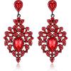 image:imageBriLove Gorgeous Shiny Rhinestones Big Teardrop Cluster Leaf Shape Dangle Earrings for Women Wedding Party Prom Jewelry AccessoryRuby Color BlackTone