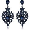 image:imageBriLove Gorgeous Shiny Rhinestones Big Teardrop Cluster Leaf Shape Dangle Earrings for Women Wedding Party Prom Jewelry AccessorySapphire Color BlackTone