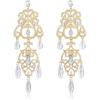 image:imageBriLove Gorgeous Shiny Rhinestones Teardrop Cluster Heart Shape Chandelier Long Dangle Earrings for Women Wedding Party Prom Jewelry AccessoryClear GoldTone
