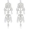 image:imageBriLove Gorgeous Shiny Rhinestones Teardrop Cluster Heart Shape Chandelier Long Dangle Earrings for Women Wedding Party Prom Jewelry AccessoryClear SilverTone