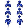 image:imageBriLove Gorgeous Sparkly Rhinestone 3 Layered Marquise Leaf Cluster Dangle Earrings for WomenBlue SilverTone