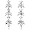 image:imageBriLove Gorgeous Sparkly Rhinestone 3 Layered Marquise Leaf Cluster Dangle Earrings for WomenClear SilverTone