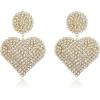 image:imageBriLove Gorgeous Stunning Heart Earrings for WomenFashion Sparkle Full Crystal Dangle Drop Earring for Wedding Party PromClear GoldTone