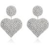 image:imageBriLove Gorgeous Stunning Heart Earrings for WomenFashion Sparkle Full Crystal Dangle Drop Earring for Wedding Party PromClear SilverTone