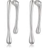 image:imageBriLove Minimalist Teardrop Front Back Dangle Drop Earrings for Women Unique Simple Thick Line Dangling Fashion Jewelry Gifts for Prom Party Daily Wear AccessoriesSilver