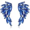 image:imageBriLove Sparkly Bling Marqusie Angle Wing Dangle Drop Earrings for Women Bride Bridesmaid Wedding Party Prom05Royal Blue SilverTone