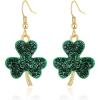 image:imageBriLove St Patricks Day Clover Earrings Dangling Hook Shamrock Green Earring for Women Party Prom AccessoriesSingle Shamrock