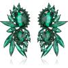 image:imageBriLove Stunning Fancy Marquise Crystal Rhinestone Wedding Bridal 2 Oval Drop Dangle Statement Earrings for Women Bride Bridesmaid MomEmerald Color BlackTone