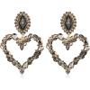 image:imageBriLove Stunning Gorgeous Large Heart Marquise Rhinestone Crystal Dangle Earrings for Women Brides Love Stud Black GoldToned