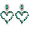 image:imageBriLove Stunning Gorgeous Large Heart Marquise Rhinestone Crystal Dangle Earrings for Women Brides Love Stud Emerald Color GoldToned