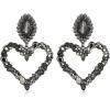 image:imageBriLove Stunning Gorgeous Large Heart Marquise Rhinestone Crystal Dangle Earrings for Women Brides Love Stud Grey BlackTone