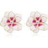 image:imageBriLove Stunning Shiny Rhinestone Layered Flower Leaf Enamel Stud Earrings for Women Summer Jewelry AccessoriesClear