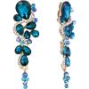 image:imageBriLove Wedding Bridal ClipOn Earrings for Women Bohemian Boho Crystal Multiple Teardrop Chandelier Dangle Jewelry Blue Topaz Color GoldToned