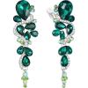 image:imageBriLove Wedding Bridal ClipOn Earrings for Women Bohemian Boho Crystal Multiple Teardrop Chandelier Dangle Jewelry Emerald Color SilverTone