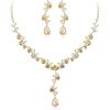 image:imageBriLove Wedding Jewelery Set for WomenShiny Gorgeous Crystal Teardrop Cluster Pendant Necklace Dangle Earrings for Bridal Party Prom AccessoriesChampagne GoldTone