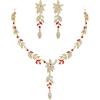 image:imageBriLove Wedding Jewelry Set for WomenShiny Gorgeous Crystal Marquise Leaf Flower Cluster YShape Pendnt Necklace Dangle Long Earrings for Bridal Party Prom AccessoriesRuby Color GoldTone