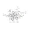 image:imageBriLove Womens Bohemian Boho Simulated Pearl Flower Handmade DIY Bendable Filigree Hair Comb Ivory Color Clear SilverTone