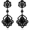 image:imageBriLove Womens Stunning Gorgeous LeafShaped Teardrop Crystal Rhinestone Wedding Bridal Drop Dangle Statement Earrings for Bride Bridesmaid Party Prom Black BlackTone