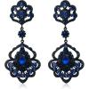 image:imageBriLove Womens Stunning Gorgeous LeafShaped Teardrop Crystal Rhinestone Wedding Bridal Drop Dangle Statement Earrings for Bride Bridesmaid Party Prom Sapphire Color BlackTone