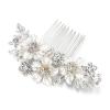 image:imageBriLove Womens Wedding Bridal Crystal Enamel Hibiscus Flower Hair Comb Clear SilverTone