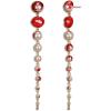 image:imageBrilove Halloween Blood Lips Pearls Drop EarringsGothic Vampire Long Drops Dangle Pierced Earrings for Women Costume Cosplay Jewelry