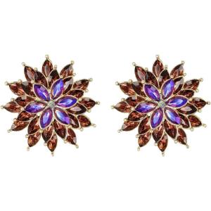 image:imageBriLove Art Deco Sparkling Crystal Marquise Flower Stud Earrings for WomenPurple GoldTone