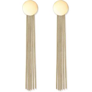 image:imageBriLove Fashion Long Chandelier Dangling Linear Disc Tassel Dangle Drop Pierced Earring for WomenGoldTone
