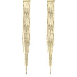 image:imageBriLove Fashion Long Chandelier Tassel Fringe Dangle Drop Earrings for Wedding Women Party Prom GoldTone
