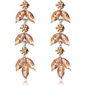 image:imageBriLove Gorgeous Sparkly Rhinestone 3 Layered Marquise Leaf Cluster Dangle Earrings for WomenPeach SilverTone