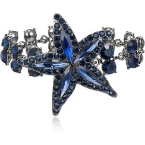 image:imageBriLove Gorgeous Stunning Crystal Rhinestone Marquise StarShape Link Bracelet for Women Party Prom Summer Seaside Idyllic HolidaySapphire Color BlackTone